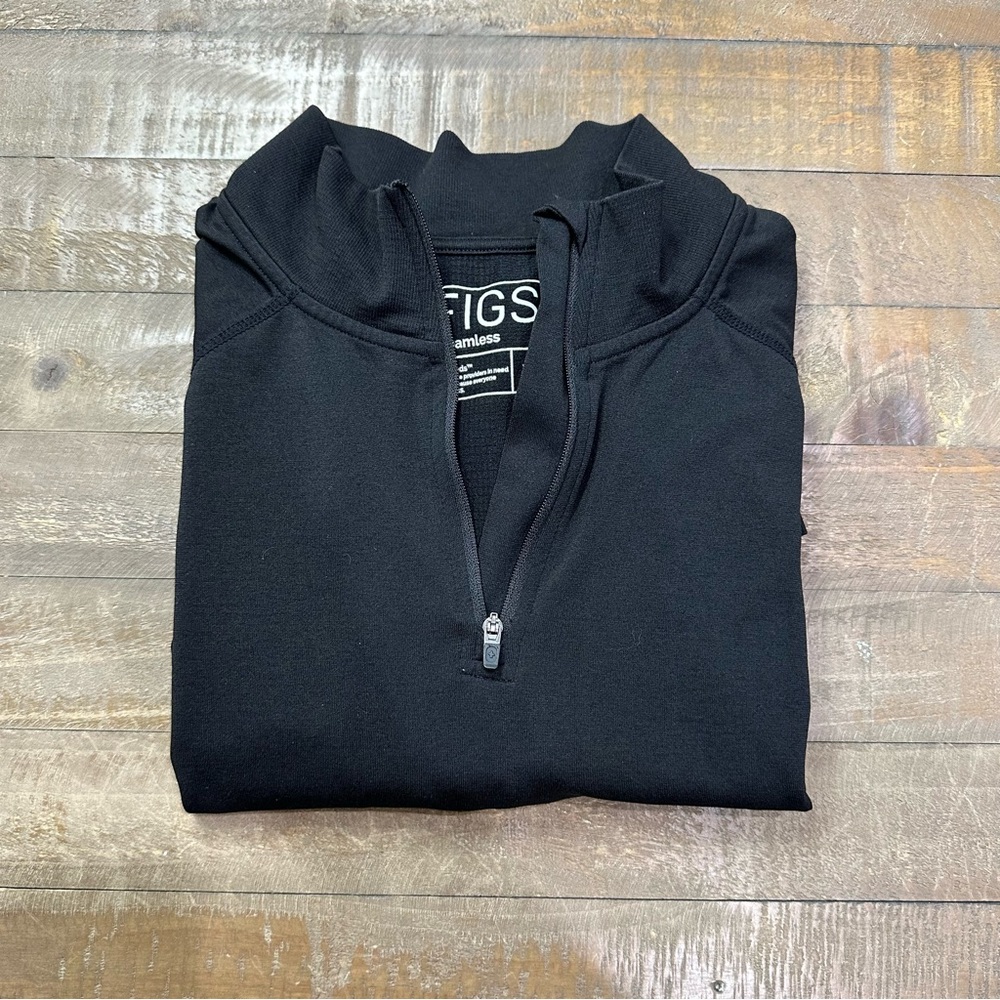 figs salta seamless long sleeve 1/4 zip underscrub top - extra large black